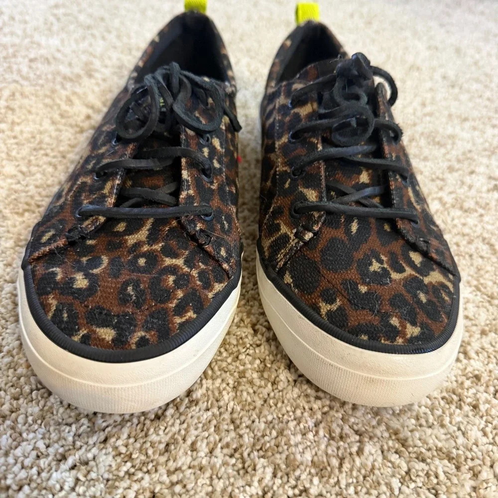 Sperry Crest Vibe SeaCycled Leopard Print Sneakers Womens 9 STS88919 Brown Neon - Picture 2 of 10